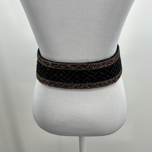 Vintage Christian‎ Dior Ceintures Wide Beaded Beaded Designer Belt Small Medium - Picture 4 of 10